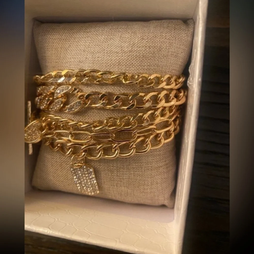 NEW Thalia Sodi gold tone chain link bracelet set